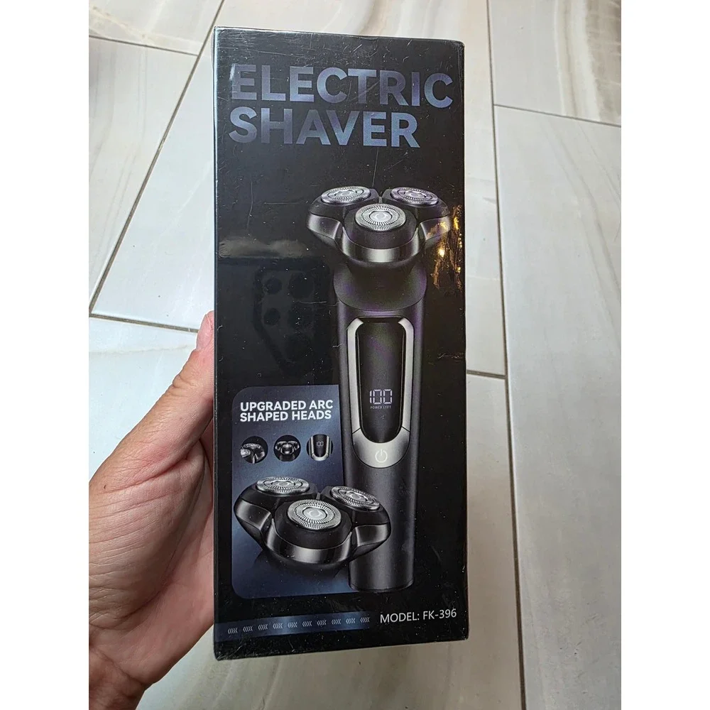 Electric Shaver FK-396 Wet‎ Dry Waterproof 3D Rotary Razor LED Display Black A6
